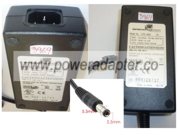 New OPERATING TECH OTE-4824 549308253 24V dc 2A 5.5 X 2.5mm AC ADAPTER New OPERATING TECH OTE-4824 549308253 24V dc 2A 5.5 X 2.5mm AC ADAPTER